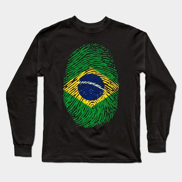 Brazil Flag Long Sleeve T-Shirt by Trippycollage